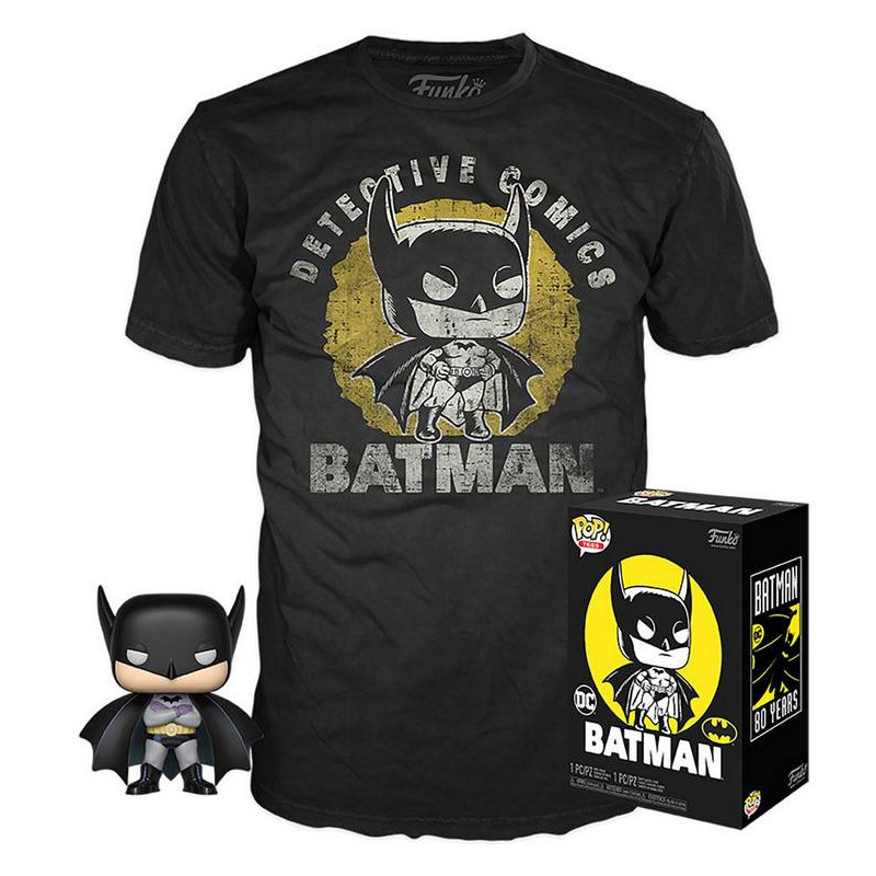 DC Comics POP!&Tee Minifigura y Camiseta Batman Sun Faded M Excl