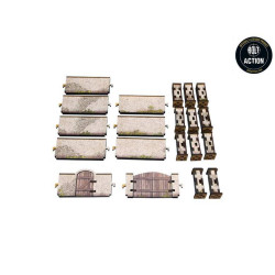 WW2 Normandy Stone Wall w. Gate (high) (28mm)