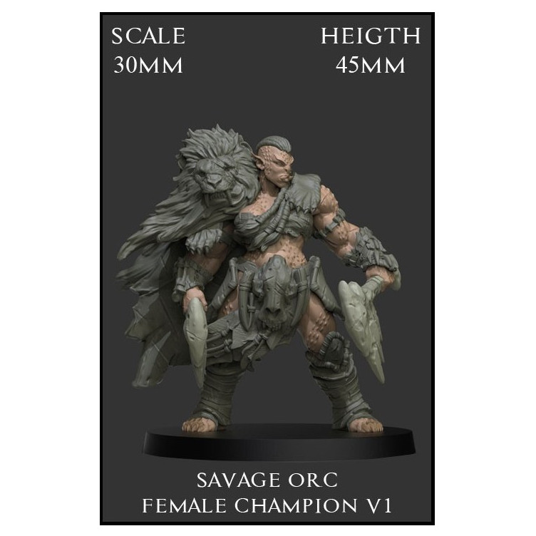 Savage Orc Female Champion V1 30mm Scale - 1 miniatura