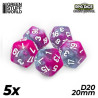 5x Dados D20 20mm - Rosa - Gris