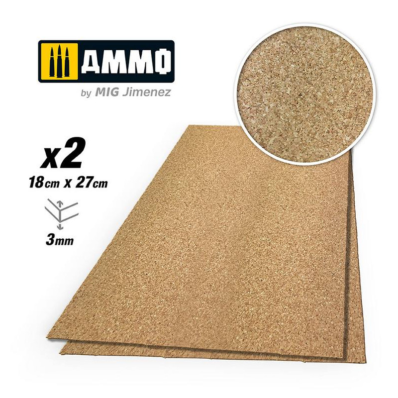 Planchas de Corcho Grano Fino (3mm): 2 Pcs