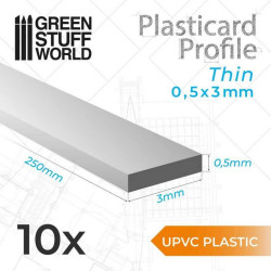 Perfil Plasticard uPVC - Fino 0.50mm x 3mm