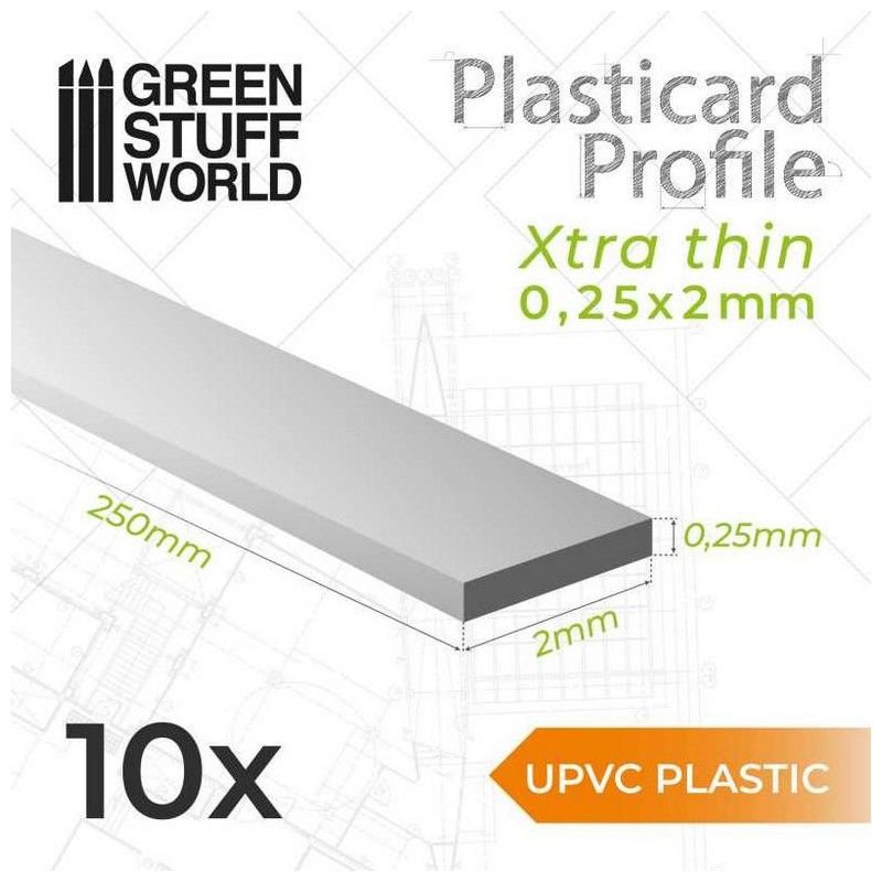 Perfil Plasticard uPVC - Ultra Finas 0.25mm x 2mm