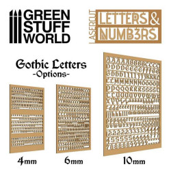 Letras y números 10 mm Goticos