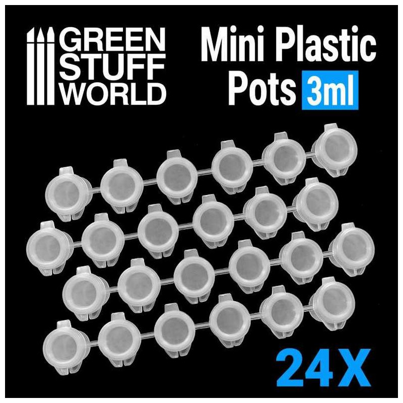 24x Mini botes de plastico 3ml