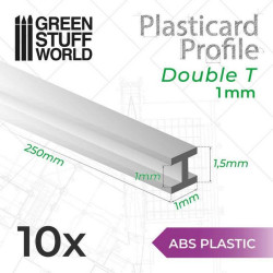 Perfil Plasticard Doble-T 1 mm