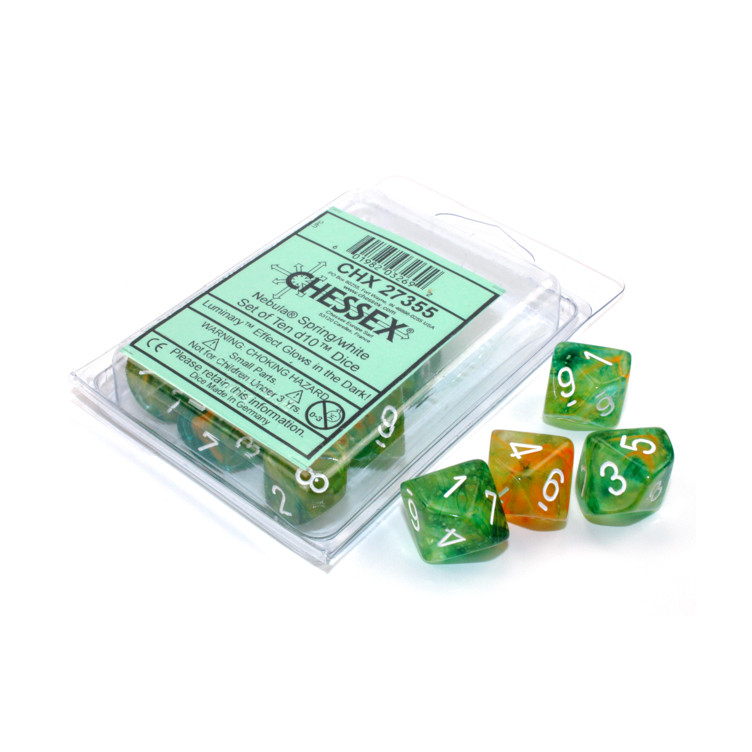 Nebula Spring/white Luminary Set of Ten D10's