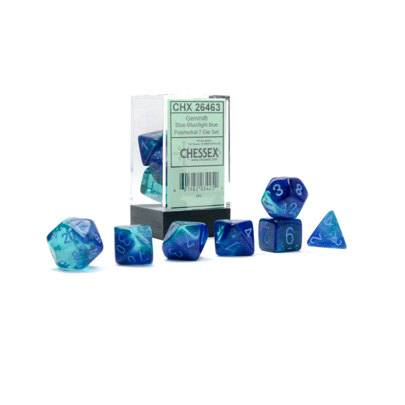 Gemini Polyhedral Blue-Blue/light blue Luminary 7-Die Set