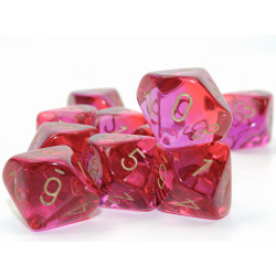 Gemini Translucent Red-Violet/gold Set of 10 D10s