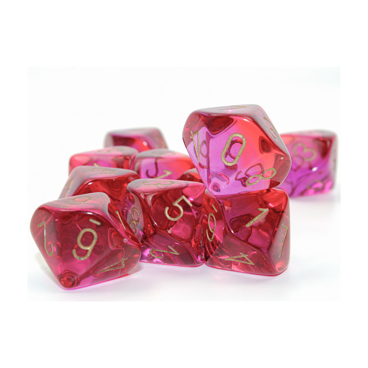 Gemini Translucent Red-Violet/gold Set of 10 D10s