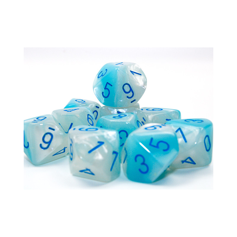 Gemini Pearl Turquoise-White/blue Luminary Set of 10 D10s