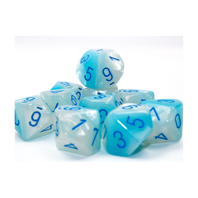 Gemini Pearl Turquoise-White/blue Luminary Set of 10 D10s