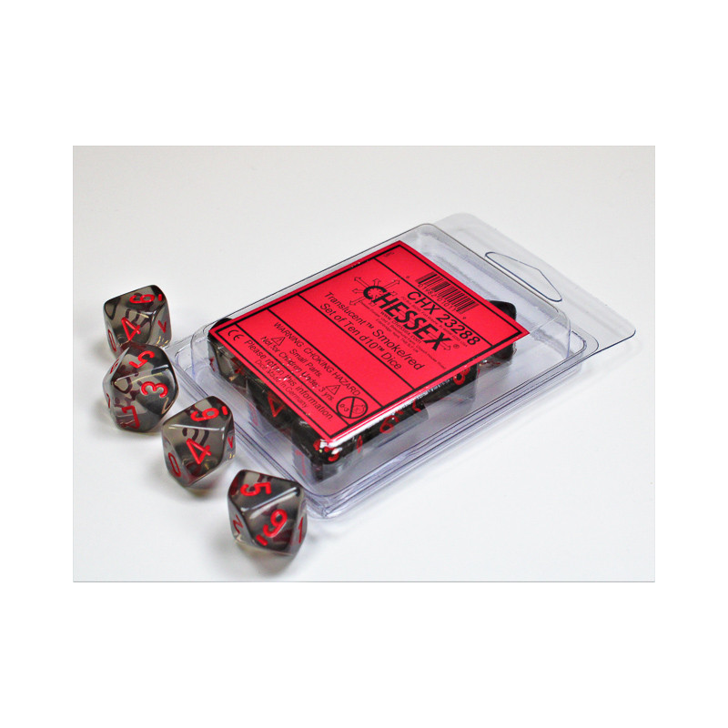 Translucent Smoke/red Set of Ten D10's