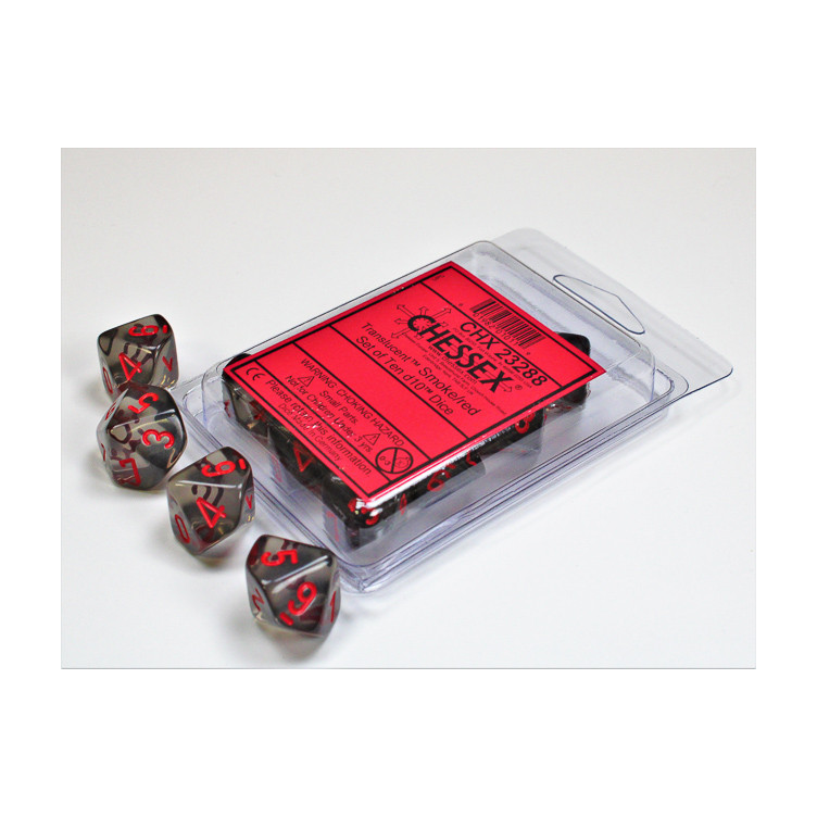 Translucent Smoke/red Set of Ten D10's