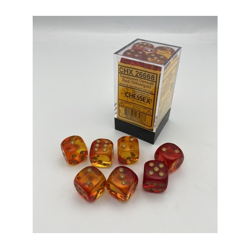 Gemini 16mm D6 Translucent Red-yellow/gold Block (12)IDO