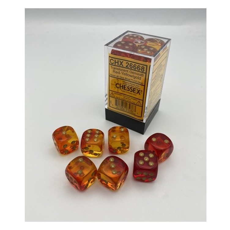 Gemini 16mm D6 Translucent Red-yellow/gold Block (12)IDO