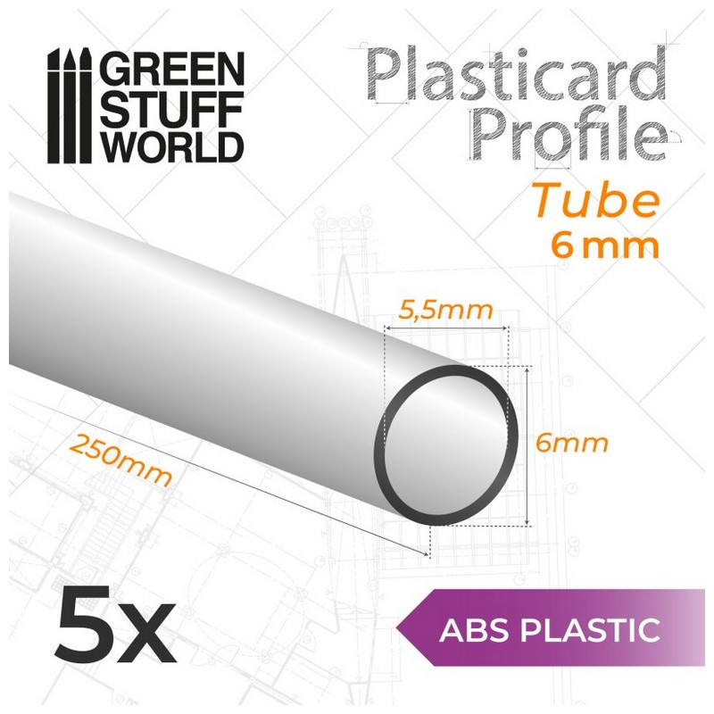 Perfil Plasticard TUBO 6mm