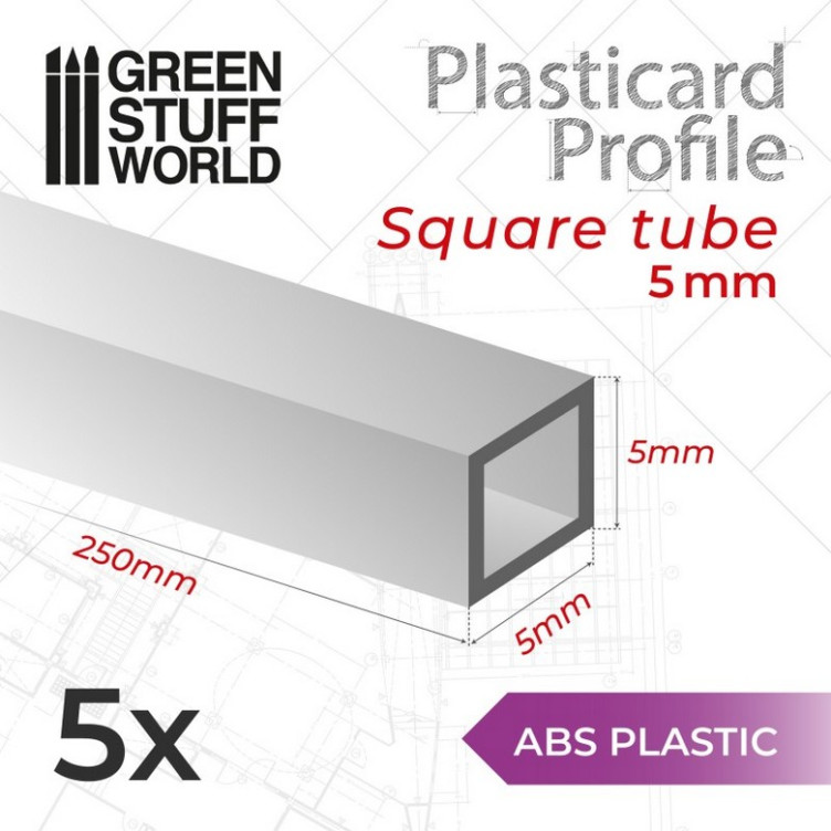 Perfil Plasticard TUBO CUADRADO 6mm