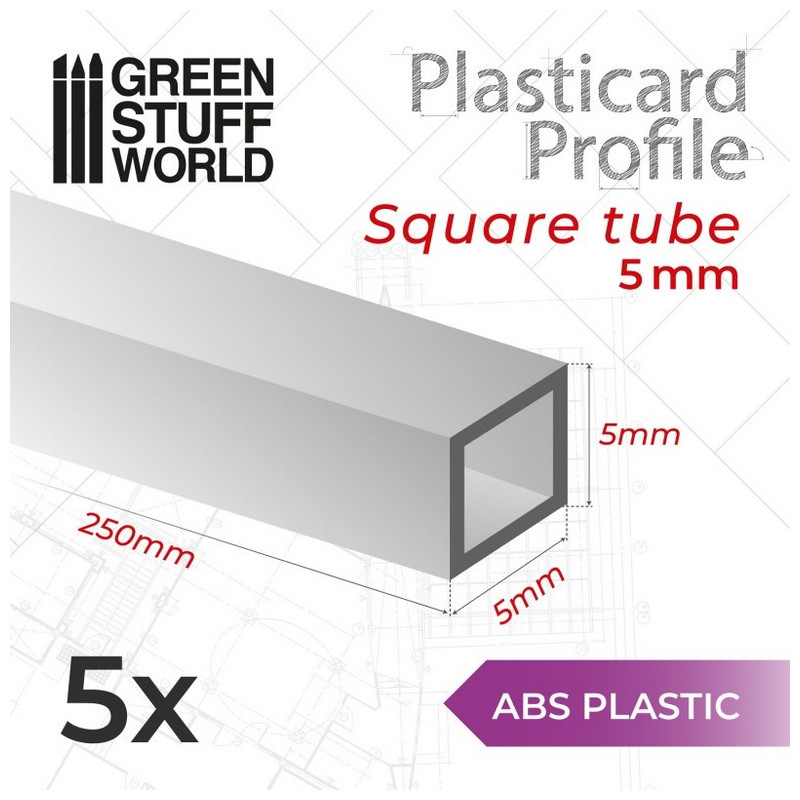 Perfil Plasticard TUBO CUADRADO 5mm