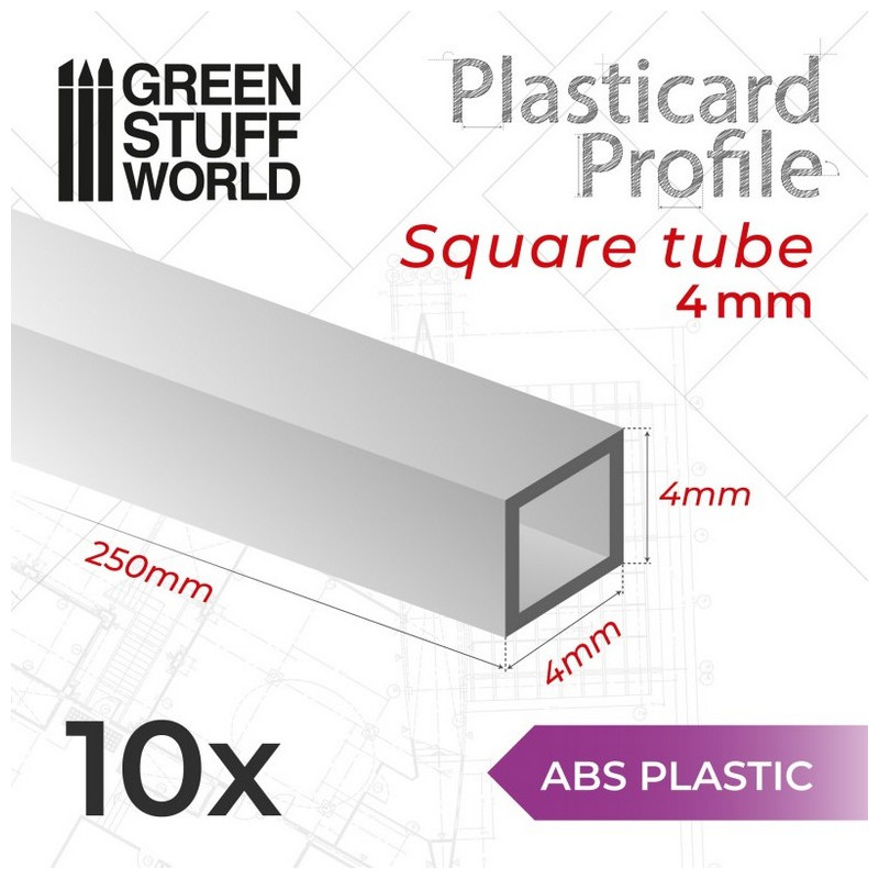 Perfil Plasticard TUBO CUADRADO 4mm