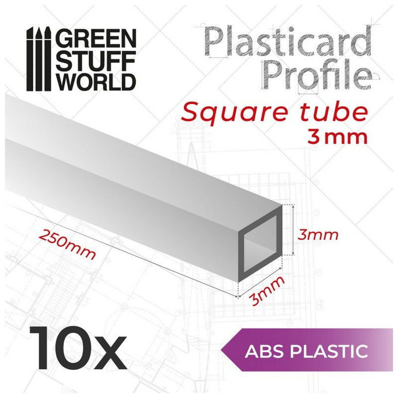 Perfil Plasticard TUBO CUADRADO 3 mm