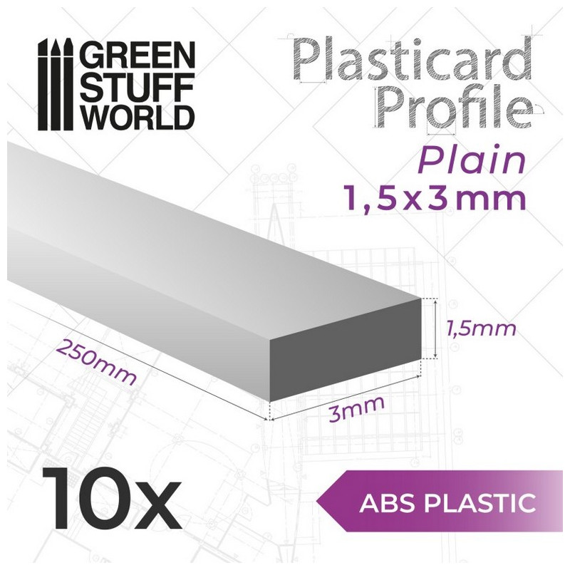 Perfil Plasticard TIRAS PLANAS 3 mm