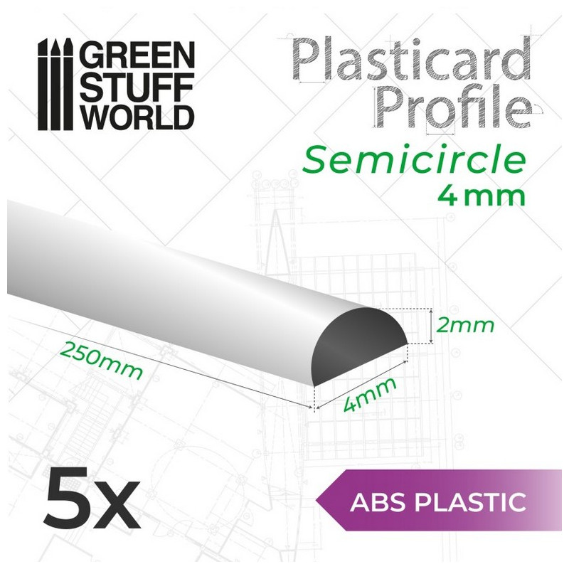 Perfil Plasticard SEMICIRCULO 4mm