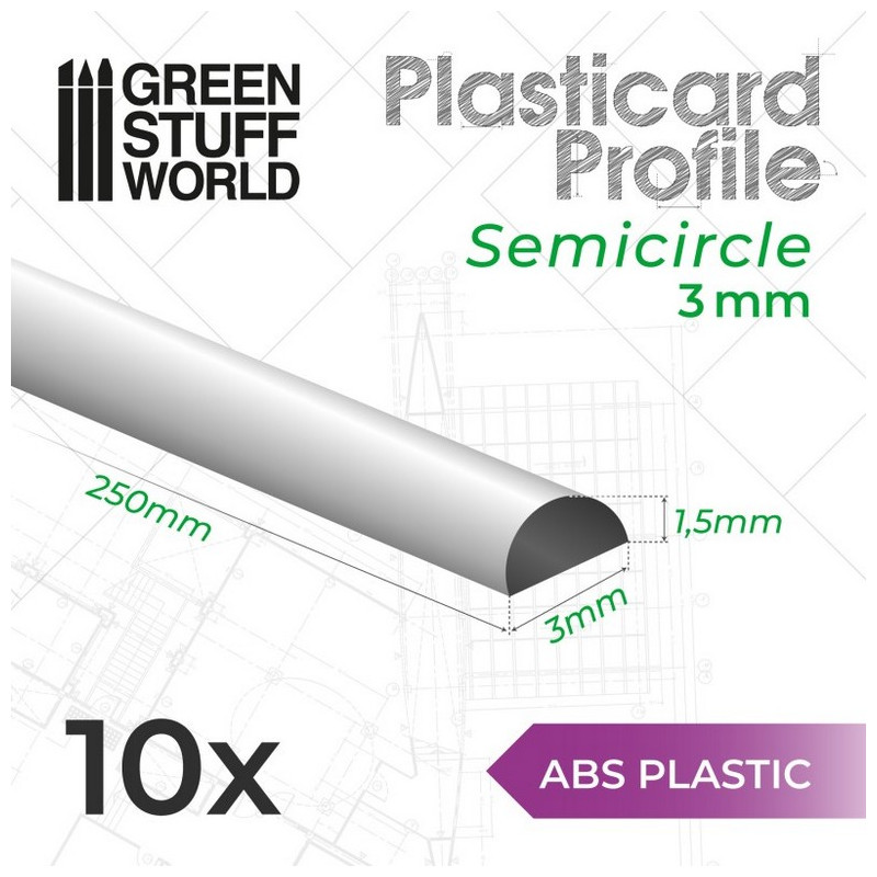 Perfil Plasticard SEMICIRCULO 3 mm