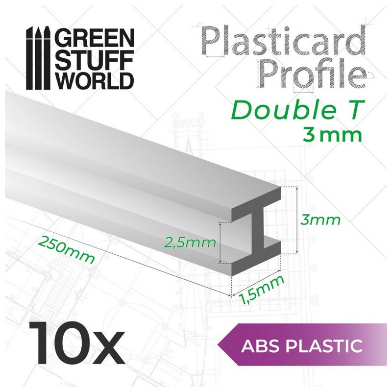 Perfil Plasticard DOBLE-T 3 mm