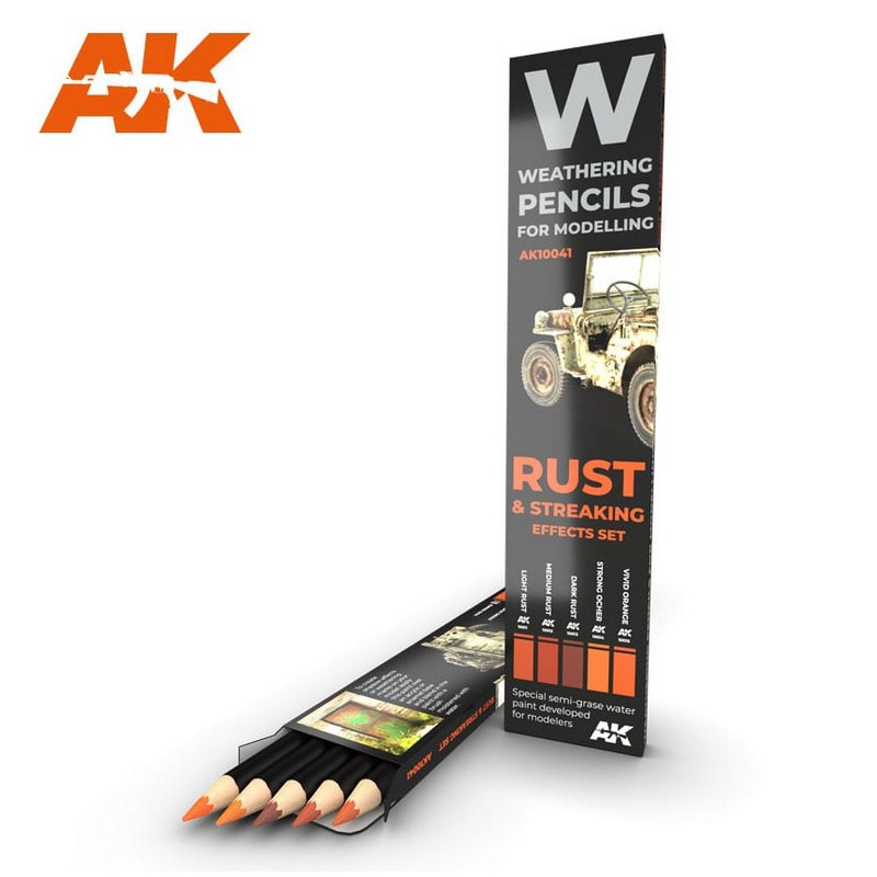 Watercolor Pencil Set Rust and Streaking