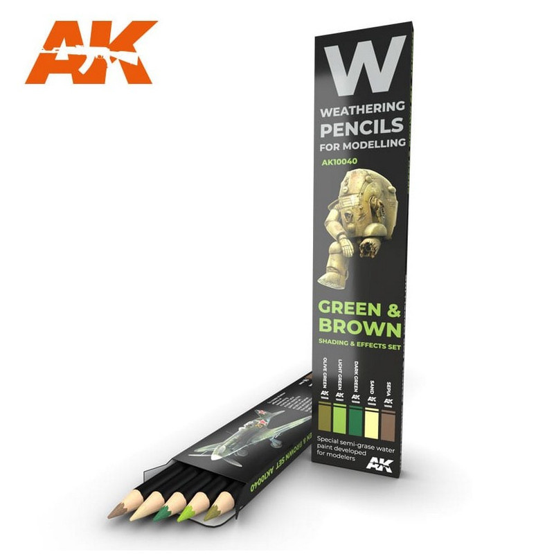 Watercolor Pencil Set Green and Brown Camouflages