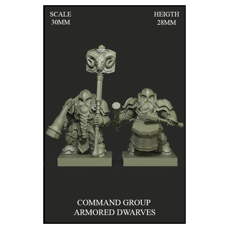 Command Group Armored Dwarves Scale 30mm