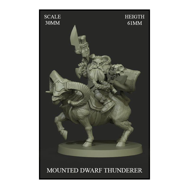 Mounted Dwarf Thunderer 30mm