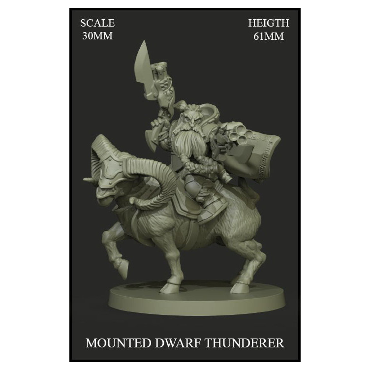 Mounted Dwarf Thunderer 30mm