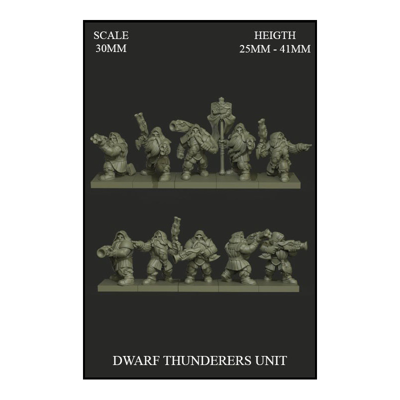 Dwarf Thunderers Unit Scale 30mm