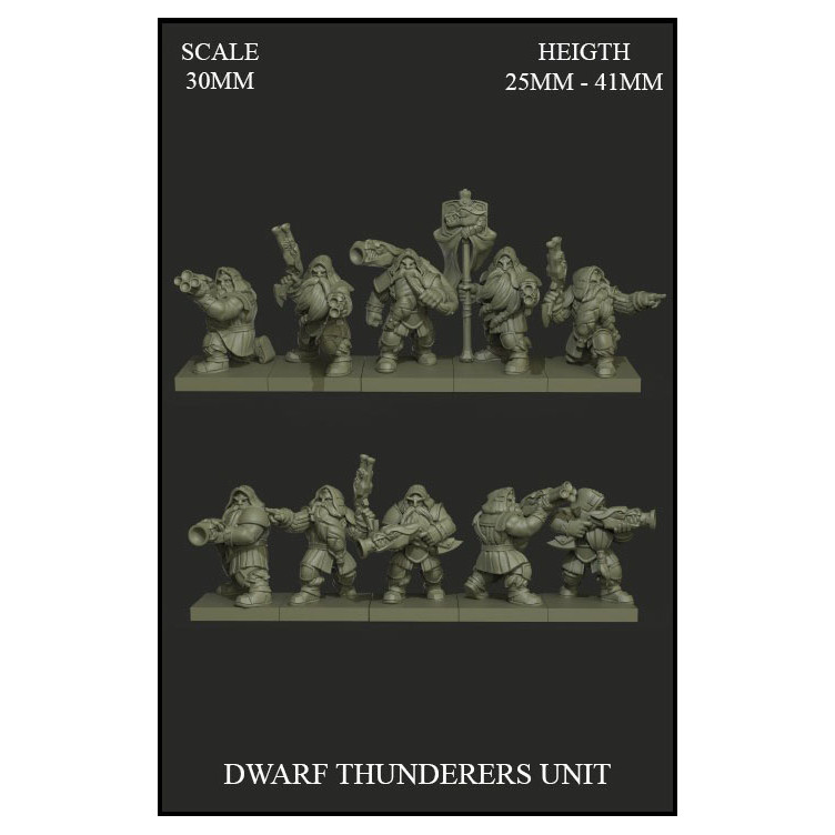 Dwarf Thunderers Unit Scale 30mm