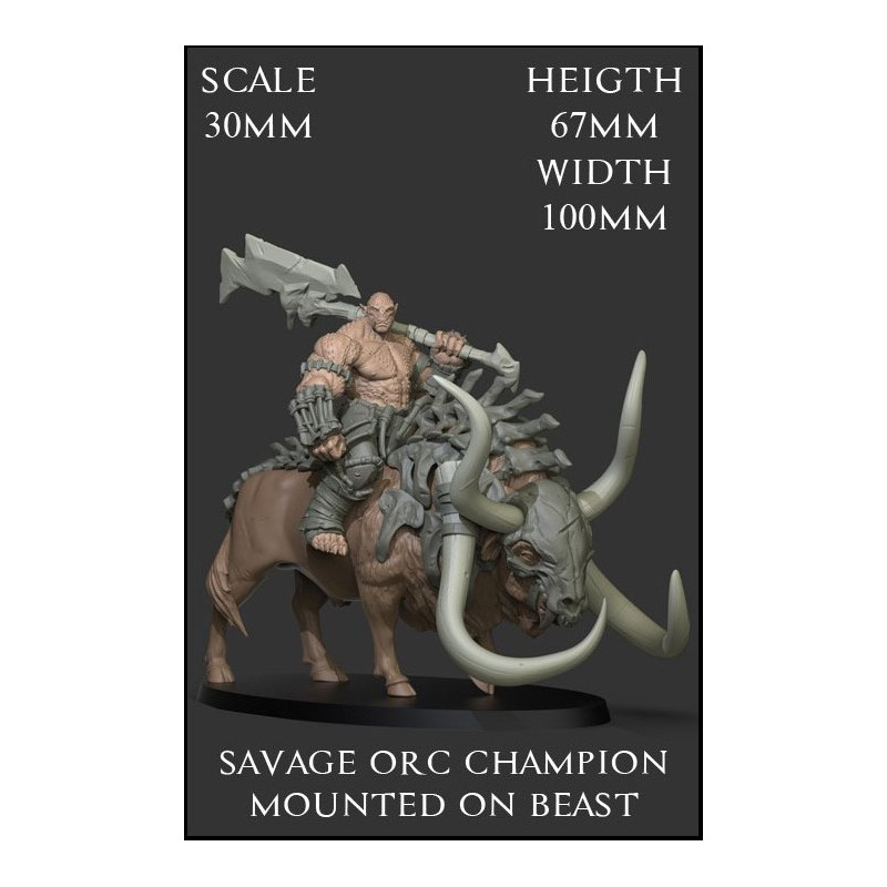 Savage Orc Champion Mounted On Beast Scale 30mm