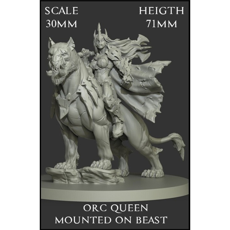 Orc Queen Mounted On Beast Scale 30mm