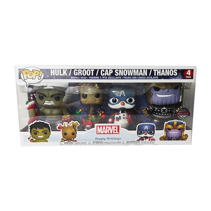 POP! Hulk,Groot,Cap Snowman & Thanos Happy Holidays Special Edit