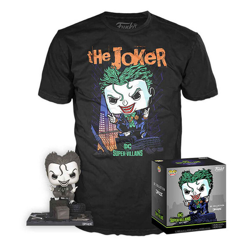 DC Jim Lee POP! Set minfigura y camiseta Joker XL