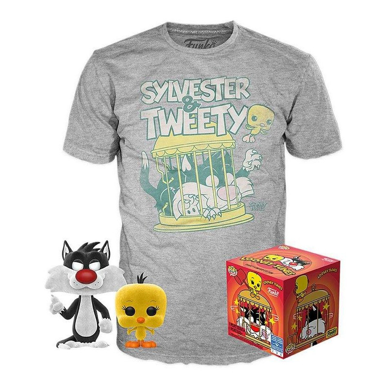 Looney Tunes Pop! Set Minifiguras y Camiseta Silvestre & Piolin