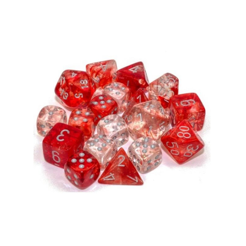 Tens d10 Sets - Nebula TM Red/silver Luminary Set of Ten d10's