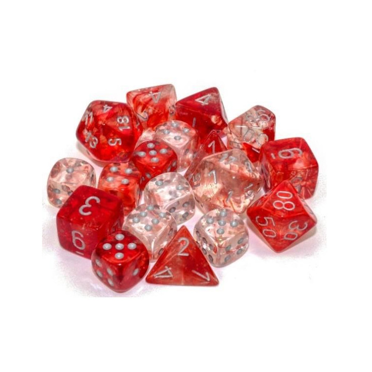 Tens d10 Sets - Nebula TM Red/silver Luminary Set of Ten d10's