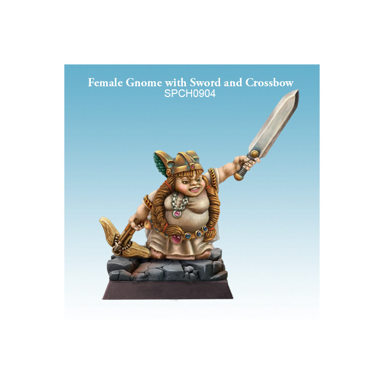 Female Gnome with Sword and Crossbow