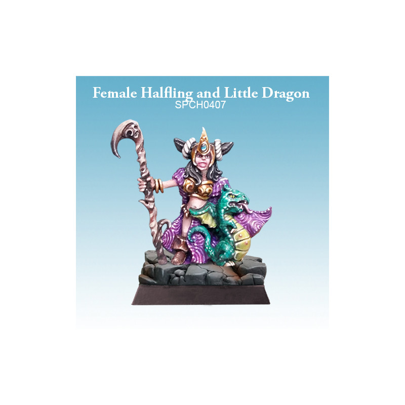 Female Halfling and Little Dragon