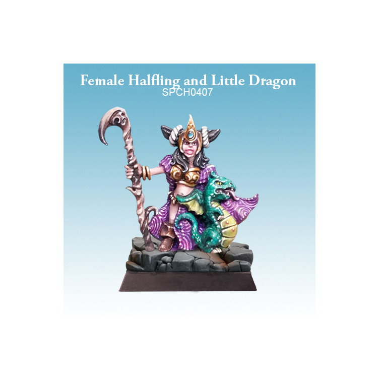 Female Halfling and Little Dragon