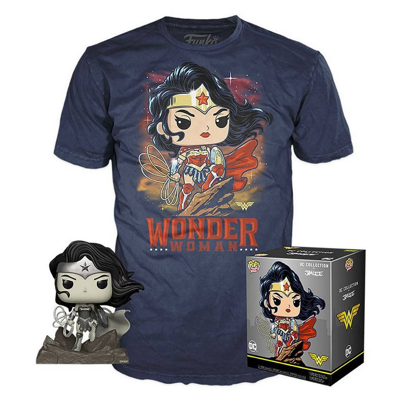 DC Jim Lee POP! & Tee Set Minifigura y Camiseta Wonder Woman - S