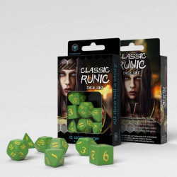 QW Classic RPG Runic Pack de Dados verde & amarillo (7)