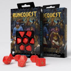 RuneQuest Set de Dados rojo y dorado (7)