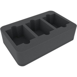 70 mm half-size foam tray with 3 cut-outs for deck cases